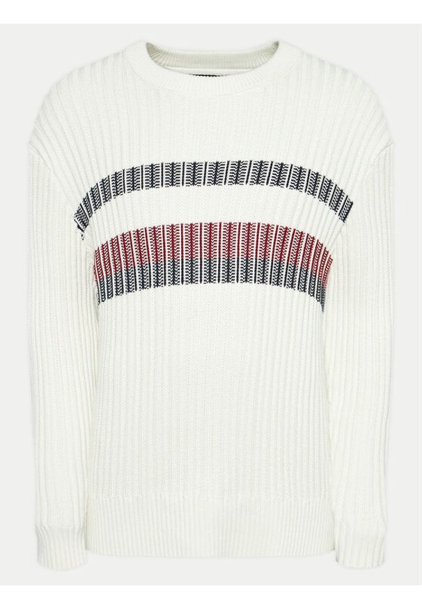 TOMMY HILFIGER - Tommy Hilfiger Sweter MW0MW37246 Écru Regular Fit. Materiał: bawełna