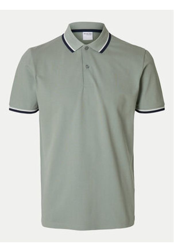 Selected Homme Polo 16095852 Zielony Slim Fit. Typ kołnierza: polo. Kolor: zielony. Materiał: bawełna