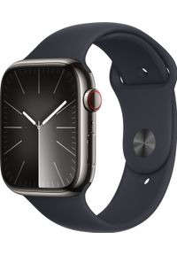 APPLE - Smartwatch Apple Watch 9 GPS + Cellular 45mm Midnight Stainless Steel Sport S/M Granatowy (MRMV3QF/A). Rodzaj zegarka: smartwatch. Kolor: niebieski. Styl: sportowy #1