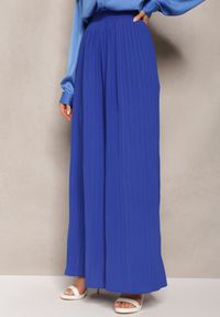 Renee - Granatowe Szerokie Spodnie z Plisami High Waist Mirealli. Stan: podwyższony. Kolor: niebieski #4
