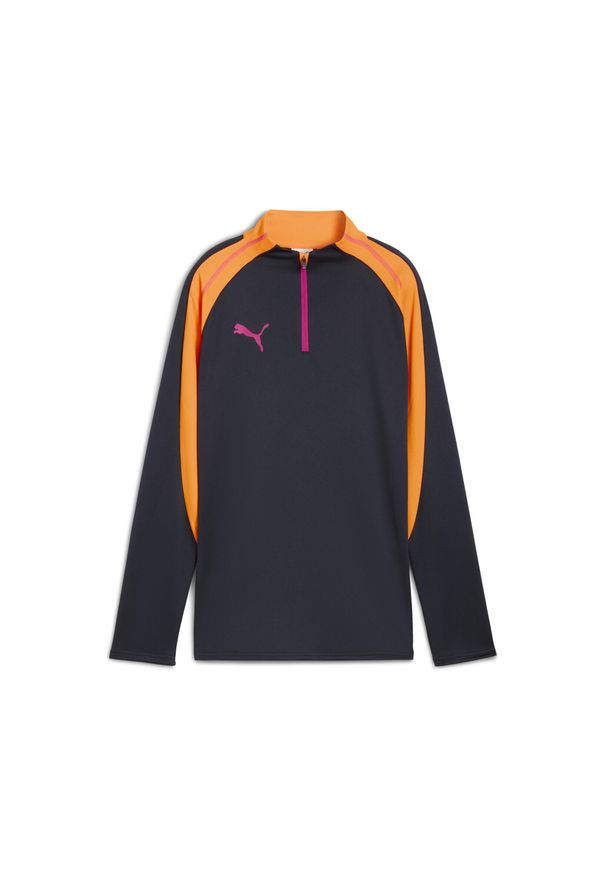 Puma - Damska bluza piłkarska z zamkiem 1/4 individualBLAZE PUMA. Kolor: pomarańczowy, niebieski, różowy, wielokolorowy, żółty. Wzór: kolorowy. Sport: piłka nożna