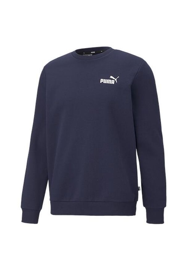Bluza Puma ESS Small Logo Crew. Kolor: niebieski. Materiał: guma, bawełna. Wzór: nadruk. Sport: fitness