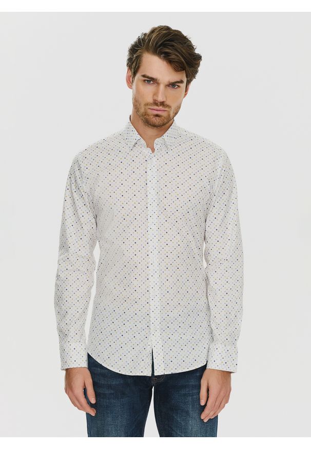 PAKO LORENTE – Męska koszula w mikrowzór P24SF-1X-020-B-S - Pako Lorente. Okazja: na co dzień. Materiał: elastan, jeans. Styl: casual
