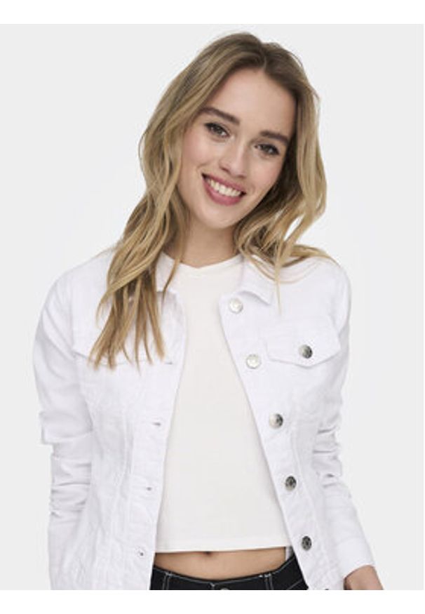 only - ONLY Kurtka jeansowa Woder 15243147 Biały Regular Fit. Kolor: biały. Materiał: bawełna