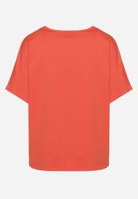 Born2be - Pomarańczowy Luźny T-shirt z Bawełny z Krótkim Rękawem i Cyrkoniami przy Dekolcie Camilea. Kolor: pomarańczowy. Materiał: bawełna. Długość rękawa: krótki rękaw. Długość: krótkie. Sezon: lato #5