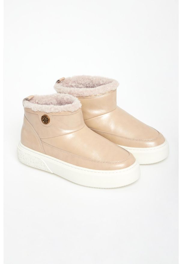 Pinko - Śniegowce damskie skórzane Yoko 22 PINKO. Materiał: skóra