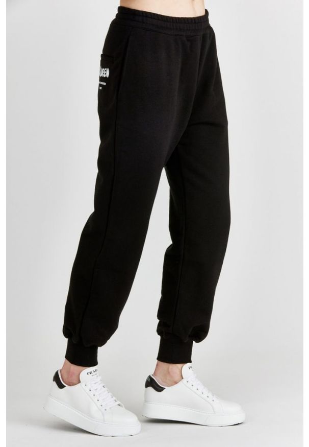 Alexander McQueen - ALEXANDER MCQUEEN Czarne dresowe spodnie damskie, Rozmiar 40. Kolor: czarny. Materiał: bawełna, dresówka