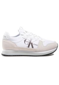 Calvin Klein Jeans Sneakersy Runner Sock Laceup Ny-Lth YM0YM00040 Biały. Kolor: biały. Materiał: materiał #2