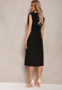 Renee - Czarna Elegancka Sukienka Koszulowa z Materiałowym Paskiem i Guzikami Ninelia. Kolor: czarny. Materiał: materiał. Sezon: lato. Typ sukienki: koszulowe. Styl: elegancki #4