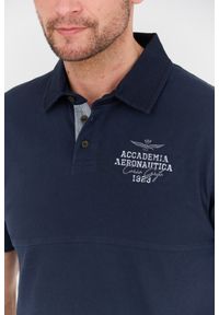 Aeronautica Militare - AERONAUTICA MILITARE Granatowa męska koszulka Polo M.C., Rozmiar XL. Typ kołnierza: polo. Kolor: niebieski