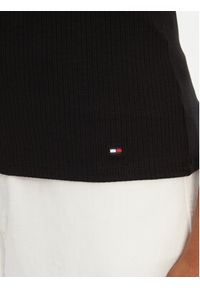 TOMMY HILFIGER - Tommy Hilfiger Top WW0WW45444 Czarny Slim Fit. Kolor: czarny. Materiał: wiskoza