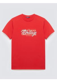 Big-Star - Koszulka męska z nadrukiem czerwona Keren 603. Kolor: czerwony. Materiał: bawełna. Wzór: nadruk #1