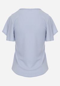 Born2be - Jasnoniebieska Bluzka z Szerokimi Rękawami Sunevia. Okazja: na co dzień. Typ kołnierza: dekolt w kształcie V. Kolor: niebieski. Materiał: jeans. Styl: elegancki, casual #8