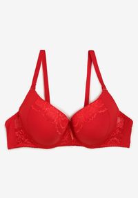 Renee - Czerwony Push-Up Biustonosz Ozdobiony Koronką Weriolla. Kolor: czerwony. Materiał: koronka. Rodzaj stanika: push-up. Wzór: koronka, aplikacja
