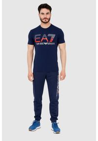 EA7 Emporio Armani - EA7 T-shirt męski granatowy z dużym logo. Kolor: niebieski #6