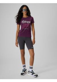 4f - 4F T-shirt slim z nadrukiem damski - fioletowy XS. Okazja: na co dzień. Kolor: fioletowy. Materiał: dzianina, materiał, bawełna, jeans. Wzór: nadruk. Styl: casual, klasyczny #2