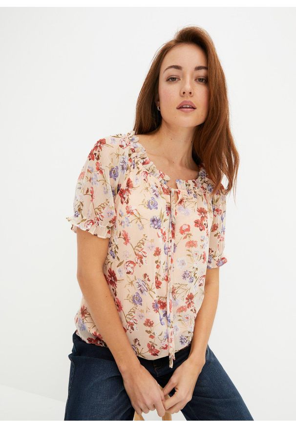 bonprix - Bluzka tunikowa. Kolor: różowy