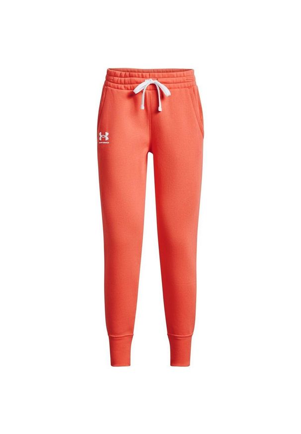 Under Armour - Spodnie Do Biegania Rival Fleece Dla Kobiet. Kolor: pomarańczowy, wielokolorowy, żółty. Sport: turystyka piesza