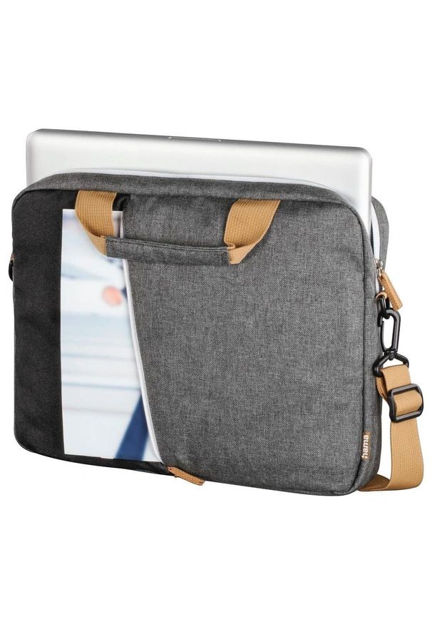 hama - Torba Hama Florenz 14.1'' czarno/szary. Kolor: wielokolorowy, czarny, szary. Materiał: tkanina. Styl: sportowy, biznesowy, elegancki