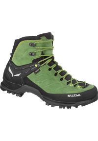 Buty trekkingowe męskie Salewa MS Mtn Trainer Mid Gtx. Wysokość cholewki: za kostkę. Zapięcie: sznurówki. Kolor: wielokolorowy, czarny. Materiał: materiał, syntetyk. Szerokość cholewki: normalna