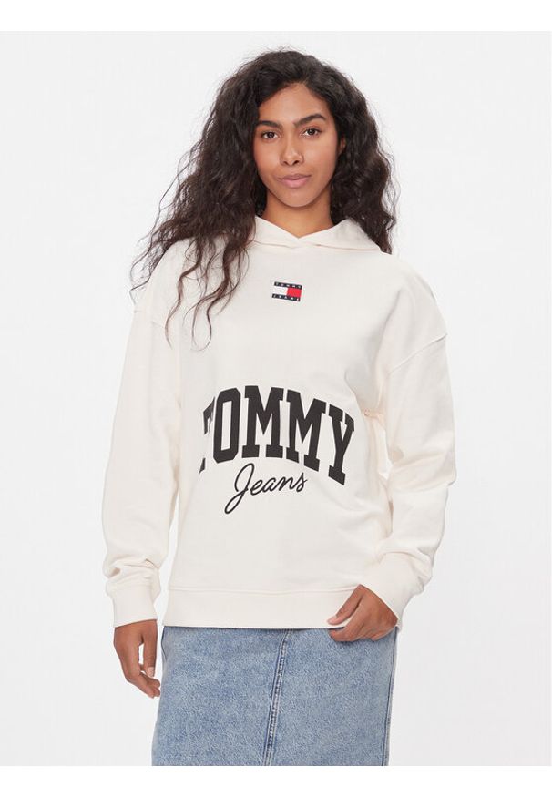 Tommy Jeans Bluza New Varsity DW0DW16399 Biały Oversize. Kolor: biały. Materiał: bawełna