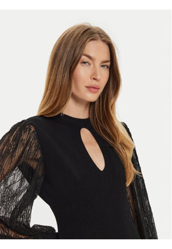 TwinSet - TWINSET Sukienka dzianinowa 242TT3160 Czarny Slim Fit. Kolor: czarny. Materiał: syntetyk, wiskoza