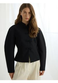 Reserved - Marynarka z ozdobnymi guzikami - czarny. Kolor: czarny. Materiał: wiskoza, tkanina #1