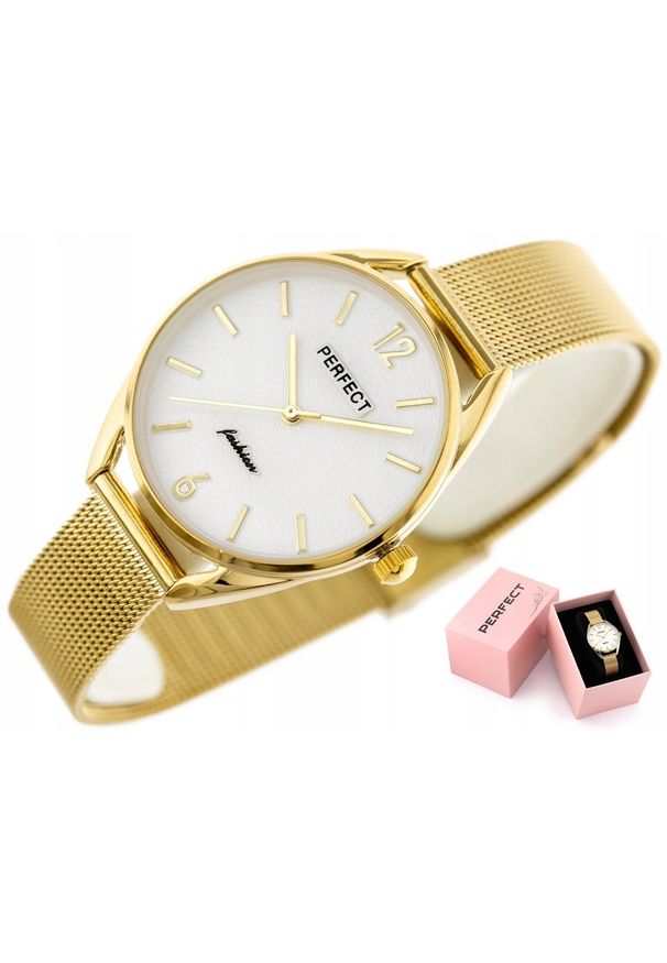 Zegarek Perfect ZEGAREK DAMSKI złoty PERFECT F347 + BOX + GRAWER. Kolor: złoty