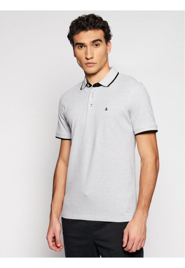 Jack & Jones - Jack&Jones Polo Paulos 12136668 Szary Slim Fit. Typ kołnierza: polo. Kolor: szary. Materiał: bawełna