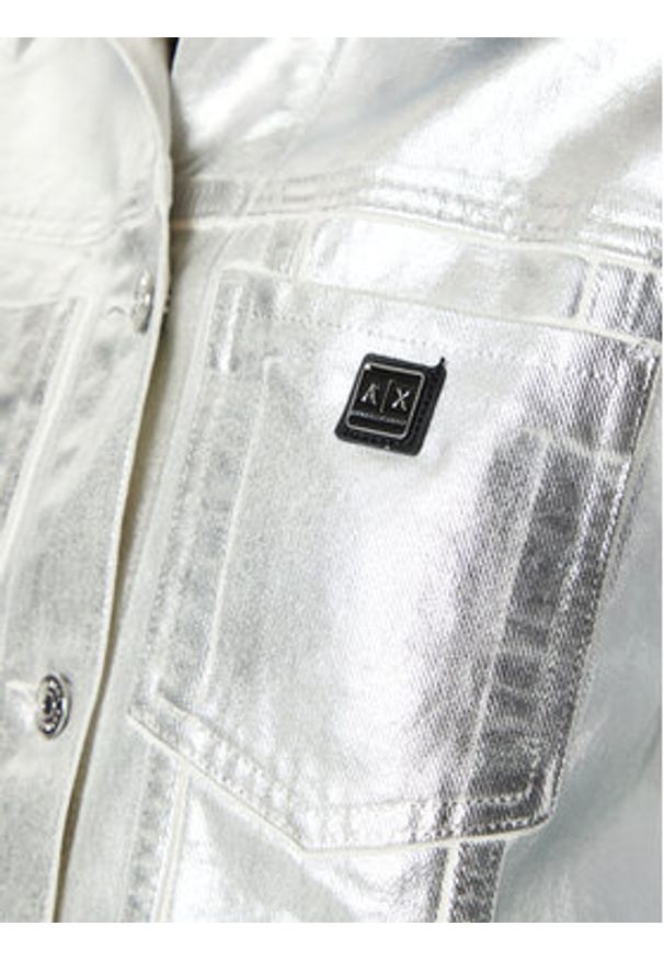 Armani Exchange Kurtka jeansowa XW000098 AF10836 M8047 Srebrny Regular Fit. Kolor: srebrny. Materiał: bawełna