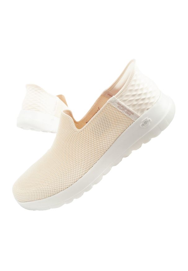 skechers - Buty sportowe damskie Skechers Go Walk Joy-Vela wsuwane SLIP-INS. Okazja: na co dzień. Zapięcie: bez zapięcia. Kolor: różowy. Materiał: dzianina. Szerokość cholewki: normalna