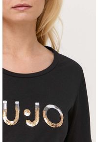 Liu Jo longsleeve damski kolor czarny. Kolor: czarny. Materiał: dzianina, prążkowany. Długość rękawa: długi rękaw. Długość: długie #3