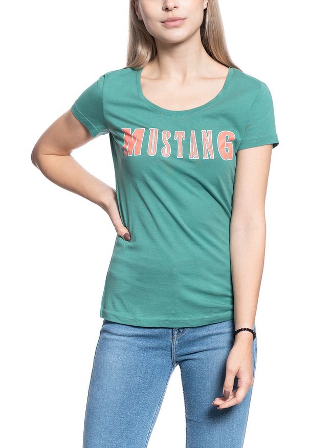 Mustang - T-SHIRT DAMSKI MUSTANG ALEXIA C PRINT DEEP SEA 1009641 6318. Wzór: nadruk
