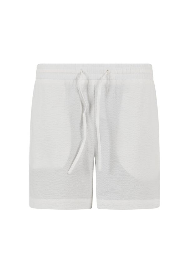 Szorty damskie z materiału Seersucker Urban Classics. Kolor: biały. Materiał: materiał. Długość: krótkie