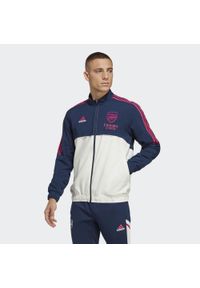 Kurtka do piłki nożnej męska Adidas Arsenal Presentation Condivo 2022/23. Kolor: biały, wielokolorowy, niebieski. Materiał: dresówka