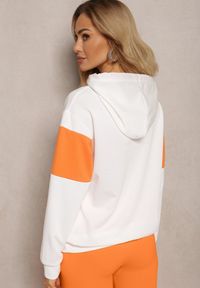 Renee - Biało-Pomarańczowa Bluza z Bawełny Typu Kangur z Kapturem Hetella. Typ kołnierza: kaptur. Kolor: biały. Materiał: bawełna #5