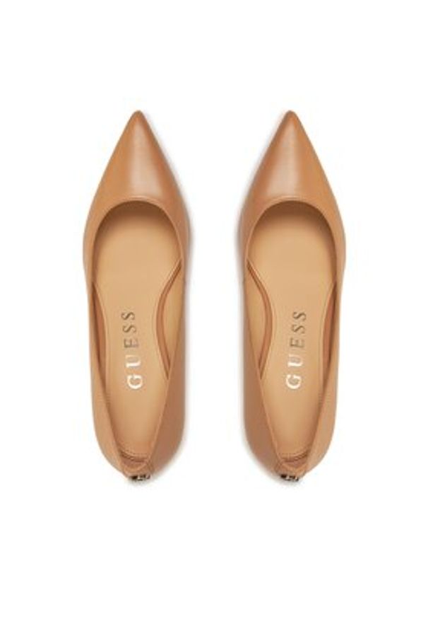 Guess Czółenka Bravo4 FLPBV4 LEA08 Beżowy. Kolor: beżowy. Materiał: skóra