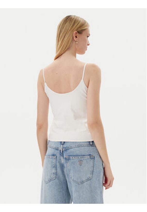 Guess Top V5GP22 J1314 Biały Slim Fit. Kolor: biały. Materiał: bawełna