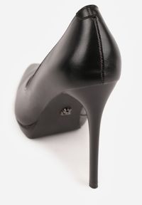 Born2be - Czarne Szpilki Vices na Platformie ze Skórzaną Wkładką Racca. Okazja: na spotkanie biznesowe, na ślub cywilny, do pracy, na wesele, na imprezę. Kolor: czarny. Materiał: skóra. Obcas: na platformie. Styl: biznesowy, wizytowy #5