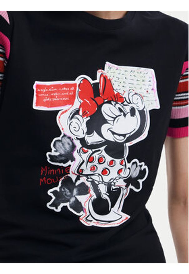 Desigual T-Shirt Minnie 25SWTK39 Czarny Slim Fit. Kolor: czarny. Materiał: syntetyk