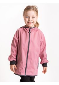 UNUO - Kurtka softshellowa dziecięca bez ocieplenia elastyczna Basic, stary róż. Kolor: różowy. Materiał: softshell. Sezon: lato, jesień, wiosna. Styl: retro