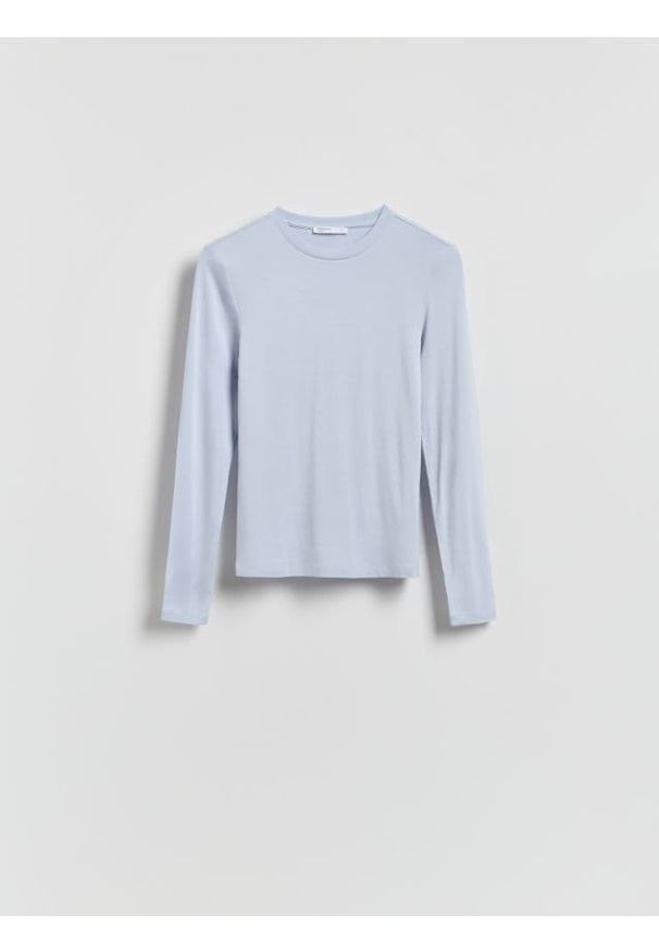 Reserved - Longsleeve z włókna bambusowego - jasnoniebieski. Kolor: niebieski. Materiał: włókno. Długość rękawa: długi rękaw