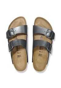 Birkenstock - Klapki damskie BIRKENSTOCK ARIZONA BF. Okazja: na co dzień. Kolor: szary. Materiał: mikrofibra, skóra, syntetyk, materiał. Wzór: paski. Sezon: lato. Styl: casual, elegancki #4