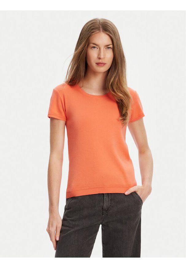 United Colors of Benetton - United Colors Of Benetton T-Shirt 1091D1M10 Pomarańczowy Regular Fit. Kolor: pomarańczowy. Materiał: bawełna