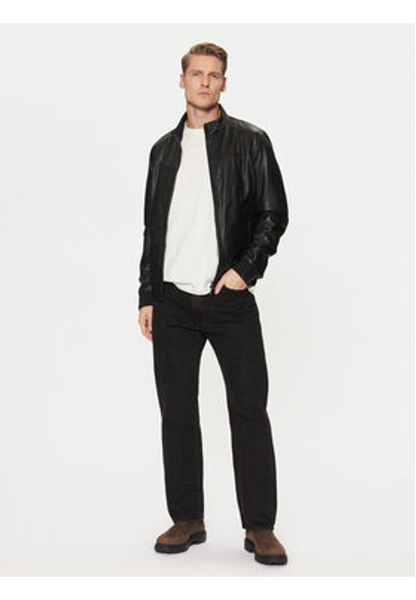 Milestone Kurtka skórzana Gilberto 511059 60395 Czarny Regular Fit. Kolor: czarny. Materiał: skóra