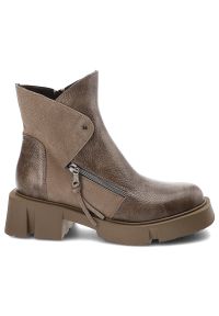 Beżowe Botki Armodo Stylowe Obuwie Damskie Zapisane Na Suwak. Okazja: na co dzień. Zapięcie: zamek. Kolor: beżowy. Materiał: materiał, skóra. Styl: elegancki #5