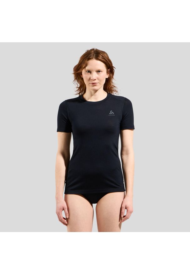 Odlo - Koszulka damska ODLO Merino 160 BL TOP krótki rękaw 100% wełna merino. Kolor: szary, wielokolorowy, czarny. Materiał: wełna. Długość rękawa: krótki rękaw. Długość: krótkie. Sport: fitness