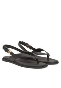 TOMMY HILFIGER - Tommy Hilfiger Sandały Color Block Thong Flat Sandal FW0FW08883 Czarny. Kolor: czarny. Materiał: skóra #5