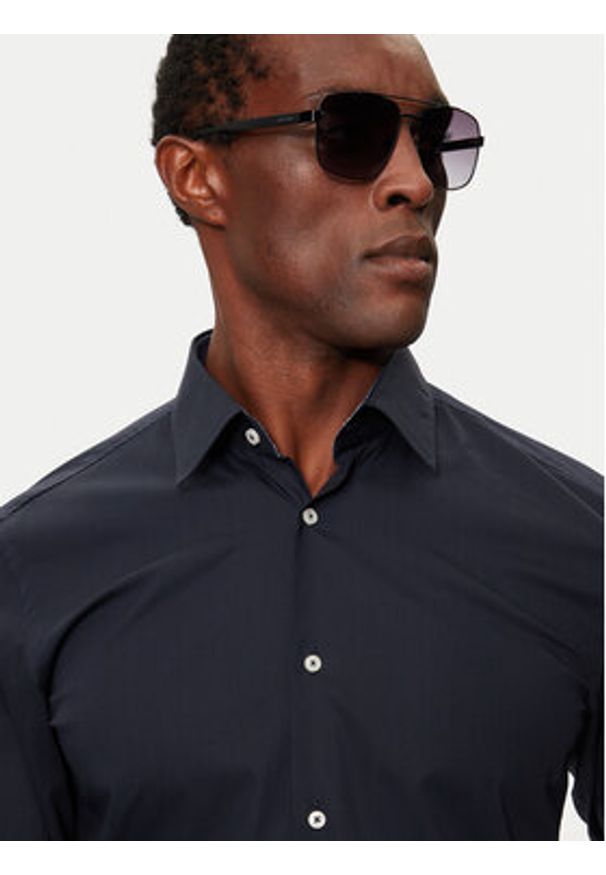 BOSS - Boss Koszula H-Hank 50519859 Granatowy Slim Fit. Kolor: niebieski. Materiał: bawełna