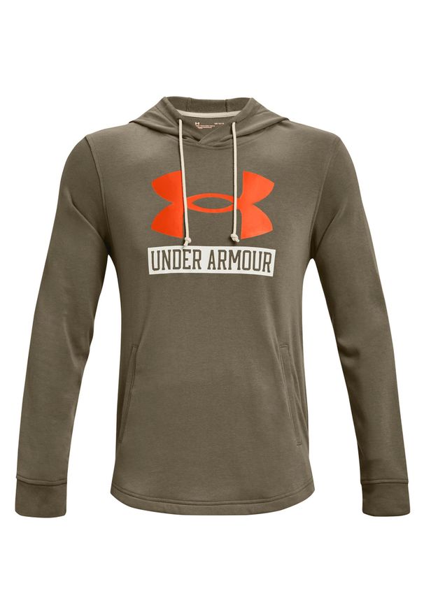 Bluza z kapturem Under Armour UA Rival Terry Logo, Mężczyźni. Typ kołnierza: kaptur. Kolor: pomarańczowy, wielokolorowy, zielony. Materiał: materiał, bawełna